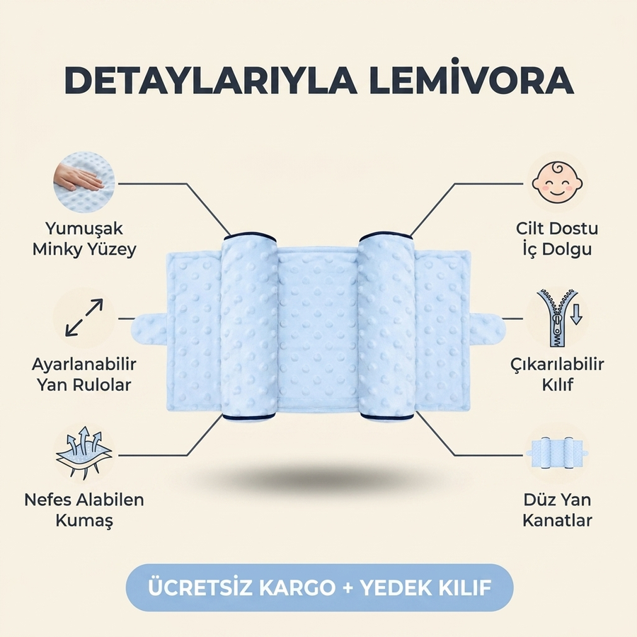 Lemivora Ortopedik Bebek Düz Kafa Destek Yastığı - görsel 4