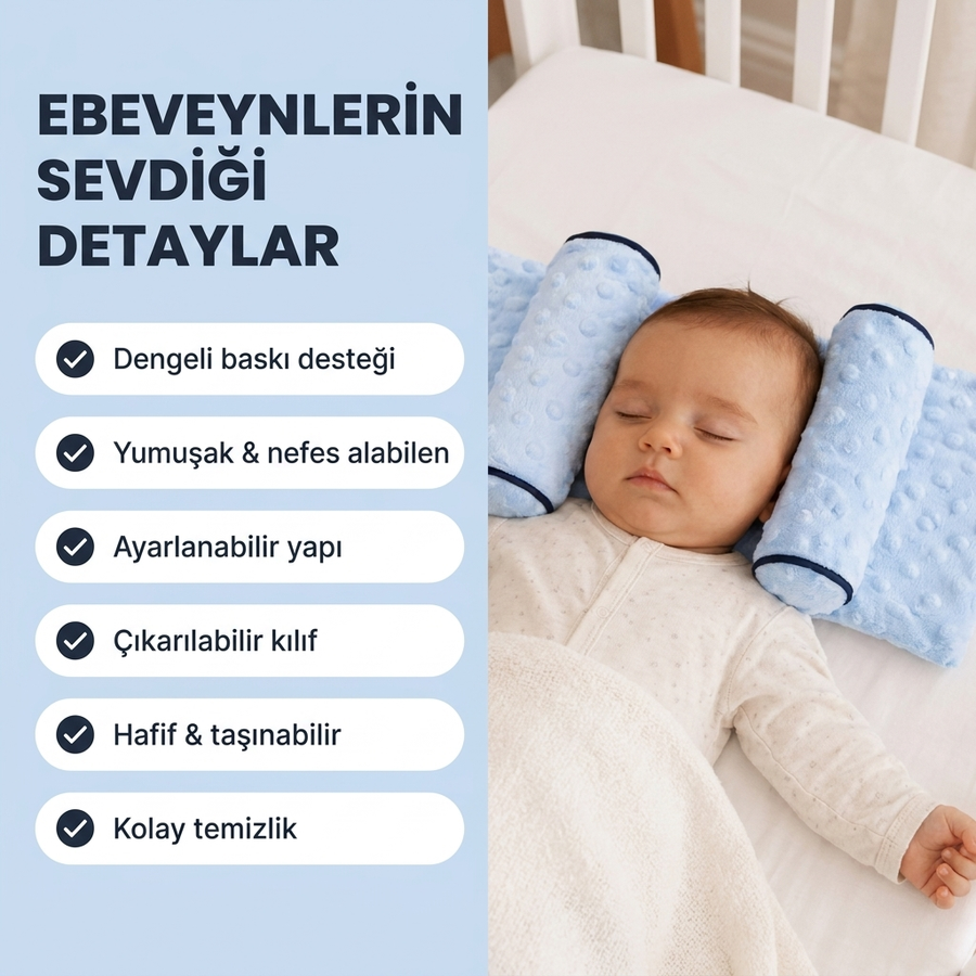 Lemivora Ortopedik Bebek Düz Kafa Destek Yastığı - görsel 3