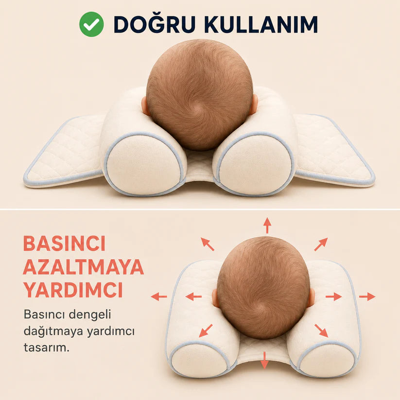 Lemivora Ortopedik Bebek Düz Kafa Destek Yastığı
