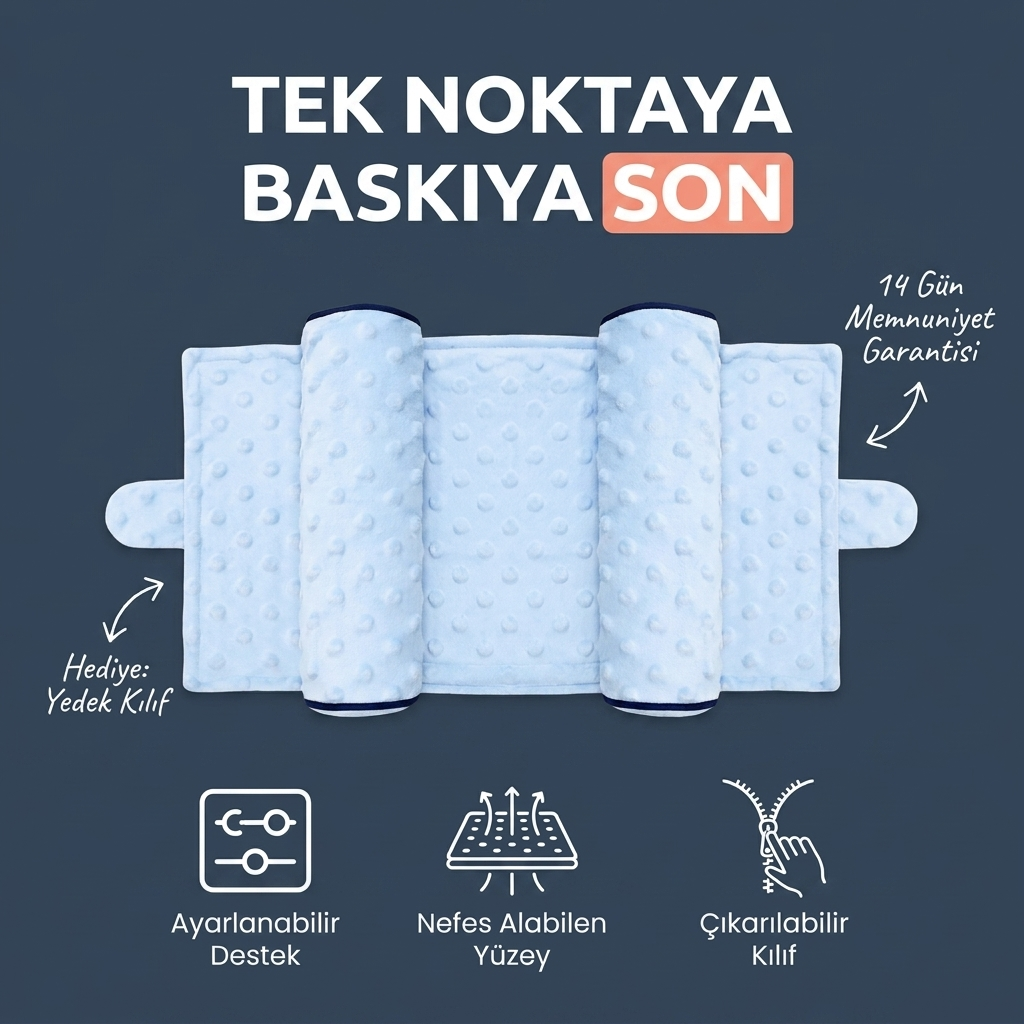Lemivora bebek destek yastığı - tek noktaya baskıya son infografik