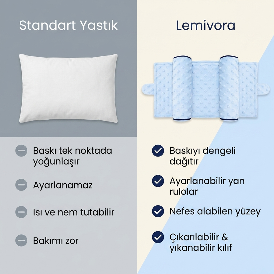 Lemivora Ortopedik Bebek Düz Kafa Destek Yastığı - görsel 5