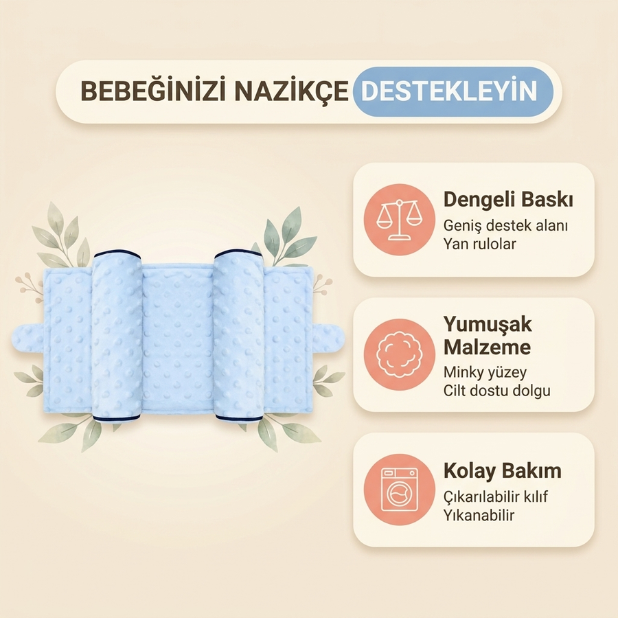 Lemivora Ortopedik Bebek Düz Kafa Destek Yastığı - görsel 8