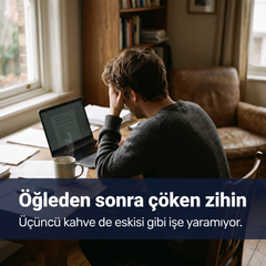 Öğleden sonra masa başında zihinsel yorgunluk yaşayan bir kişi
